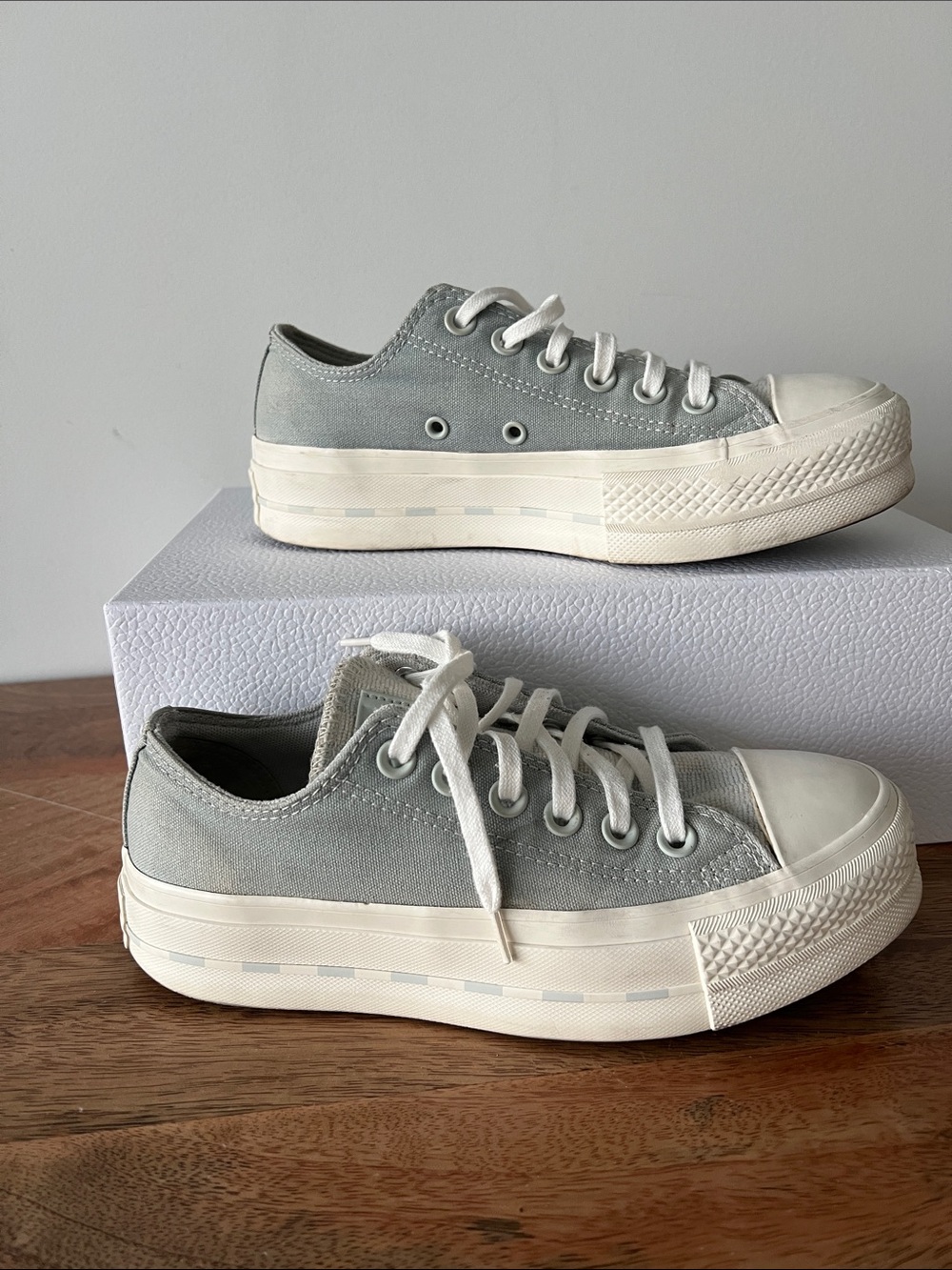 Converse Women’s Low-Top Sneakers — Light Gray/White